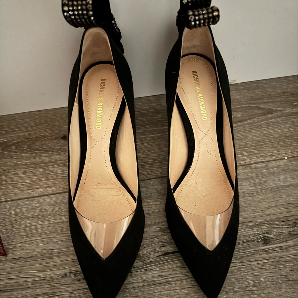 Nicholas Kirkwood Black Women's Shoes Crystal Bow New